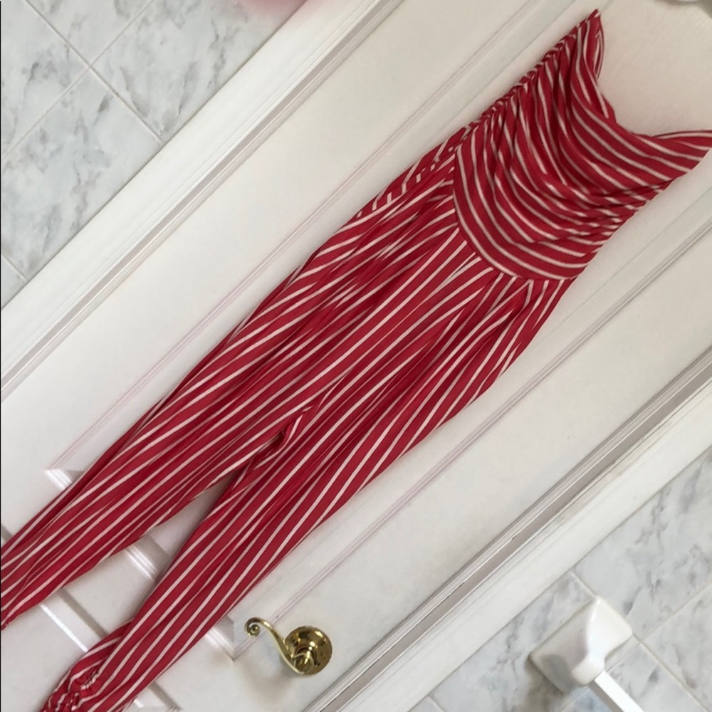 LAST 1 SIZE LARGE! CORAL STRIPE JUMPSUIT - Picture 7 of 8
